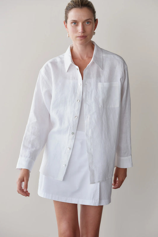 Linen Relaxed Shirt - Powder