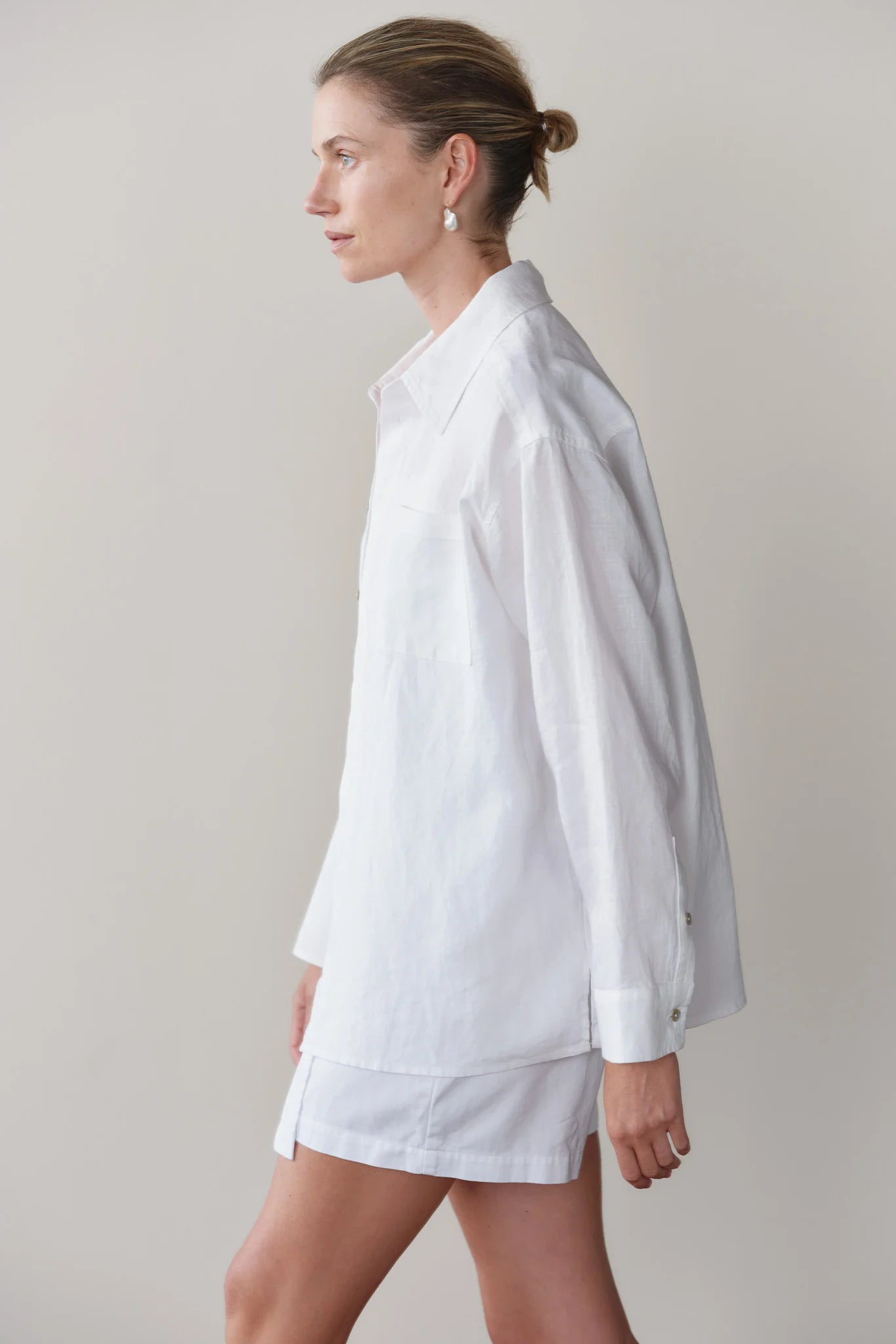 Linen Relaxed Shirt - Powder