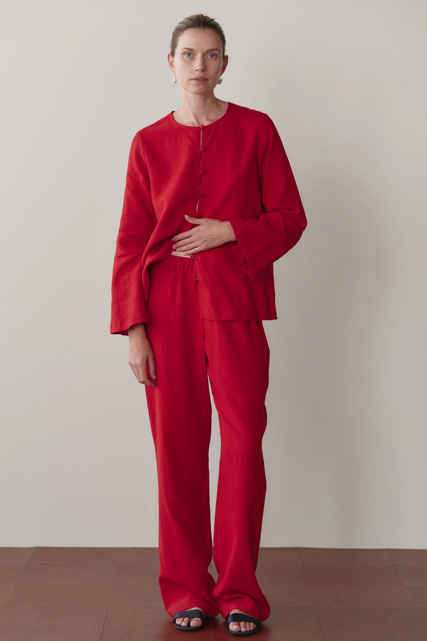 Linen Simple Pant - Bell Pepper