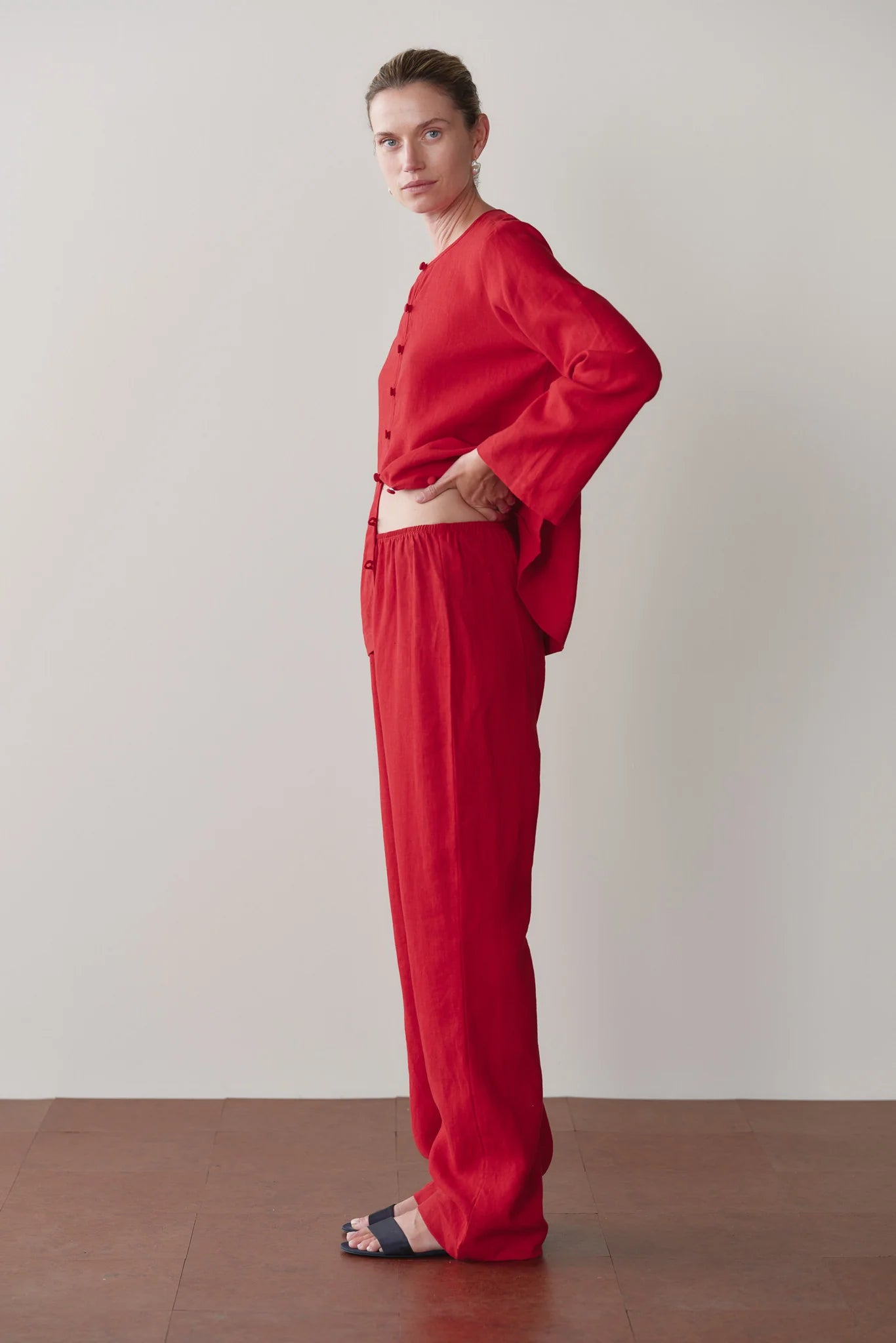 Linen Simple Pant - Bell Pepper