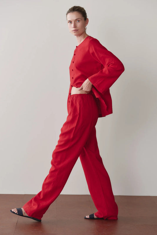 Linen Simple Pant - Bell Pepper