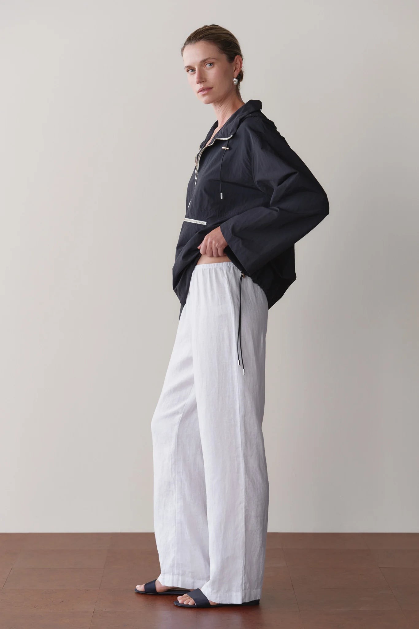 Linen Simple Pant - Powder