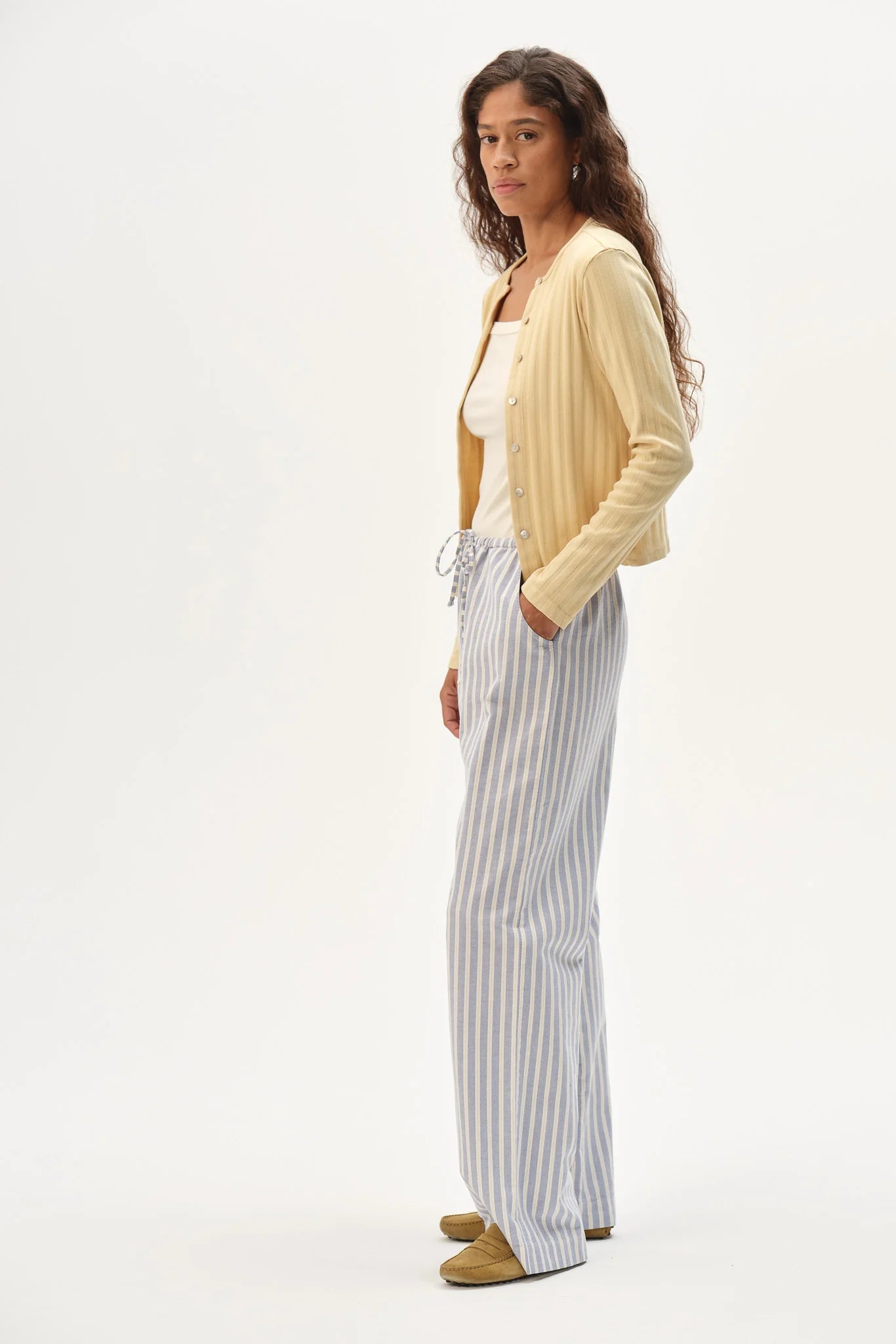 Oxford Drawstring Pant - Butter Stripe