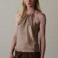 Silk Halter Top - Shitake