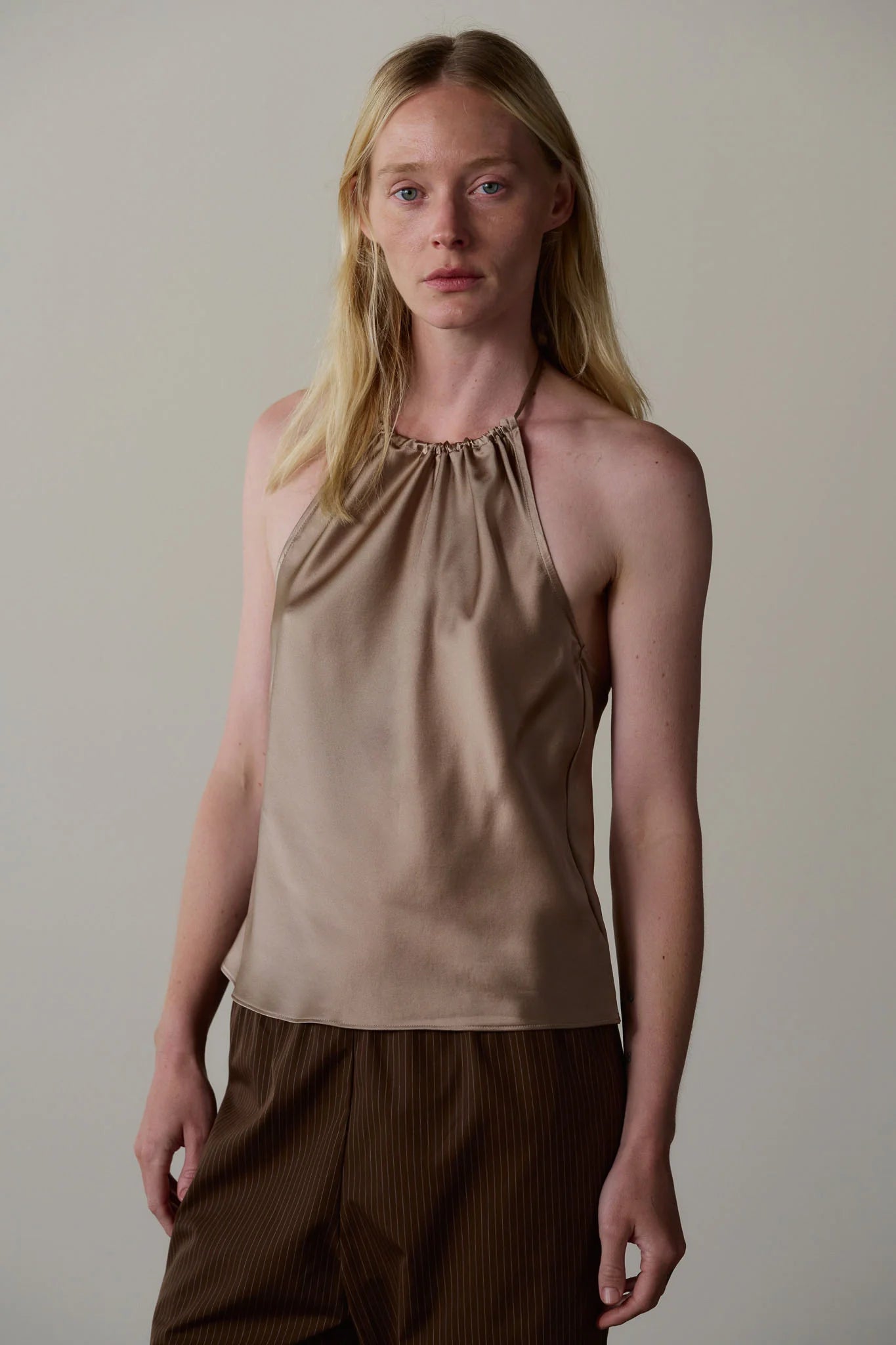 Silk Halter Top - Shitake