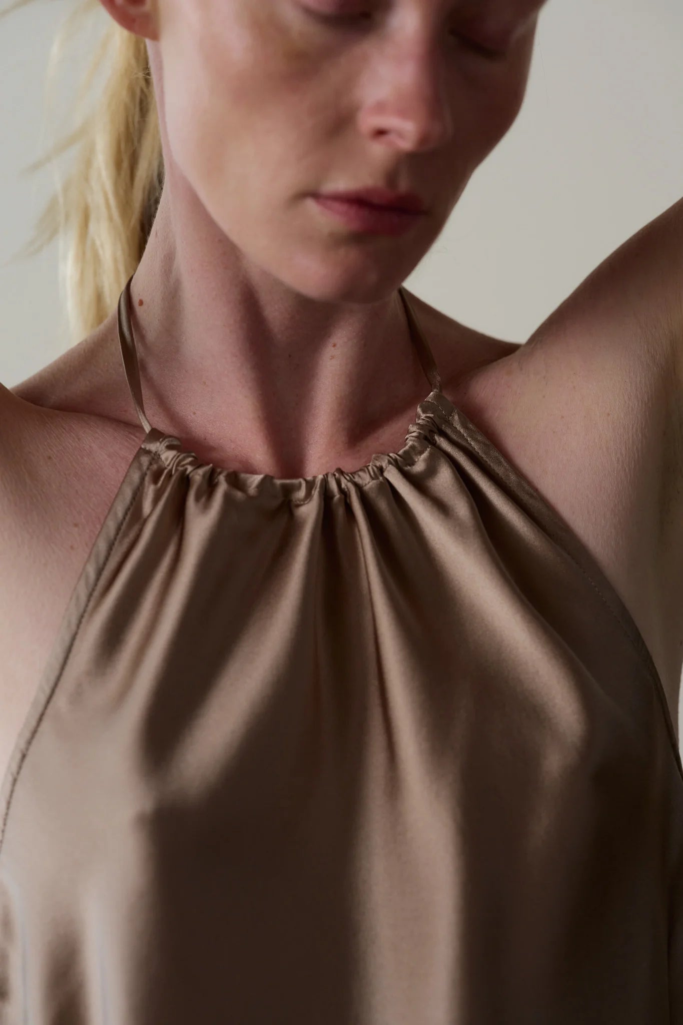 Silk Halter Top - Shitake