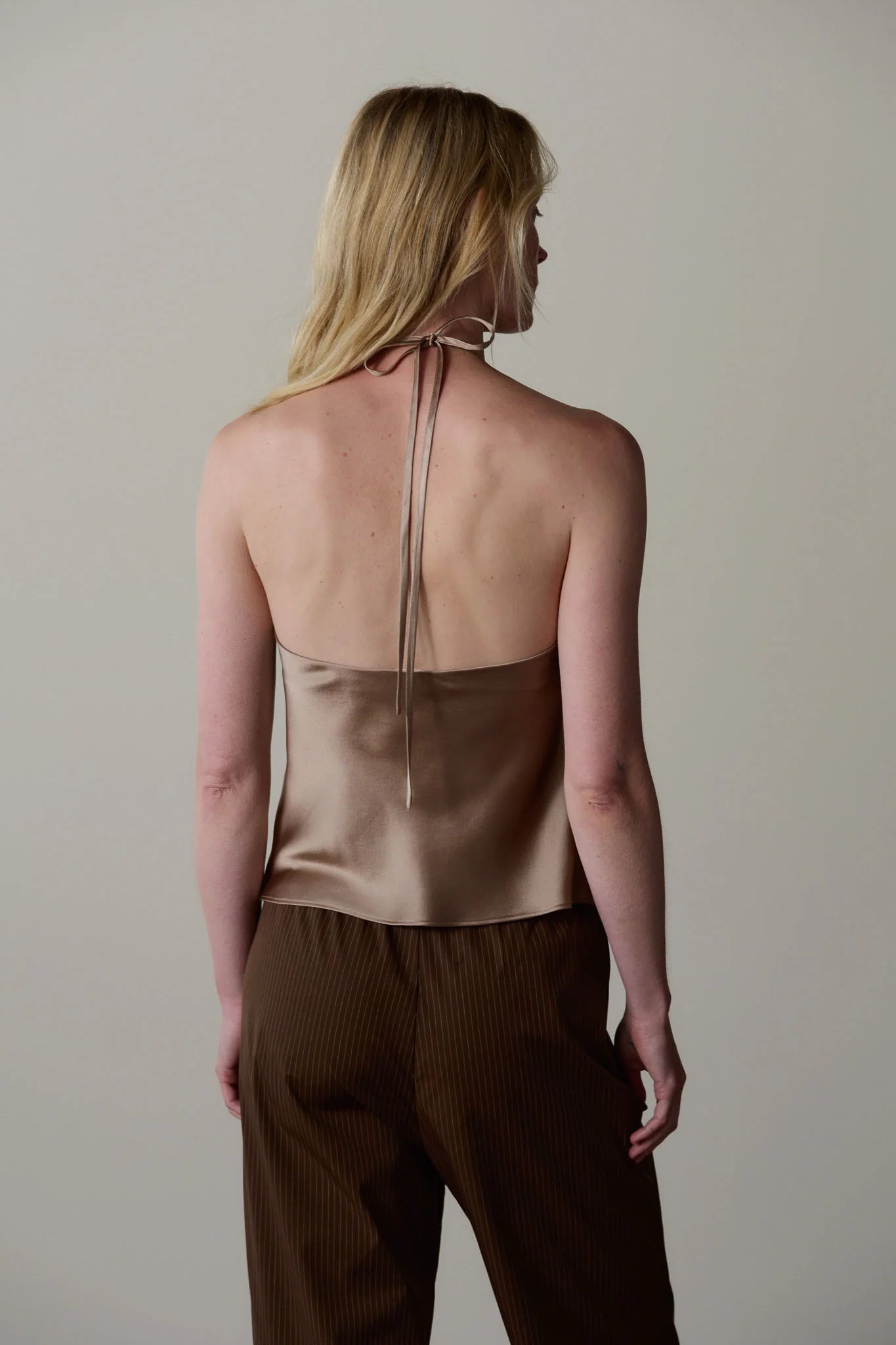 Silk Halter Top - Shitake