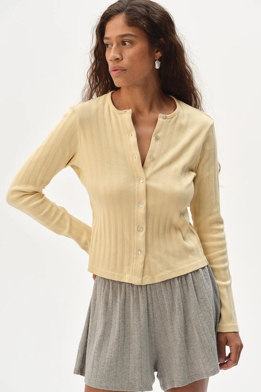 Varied Rib Cardi - Butter