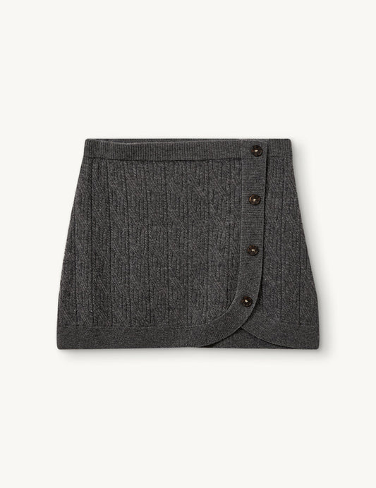 Knitted Como Mini Cable Skirt - Grey Melange