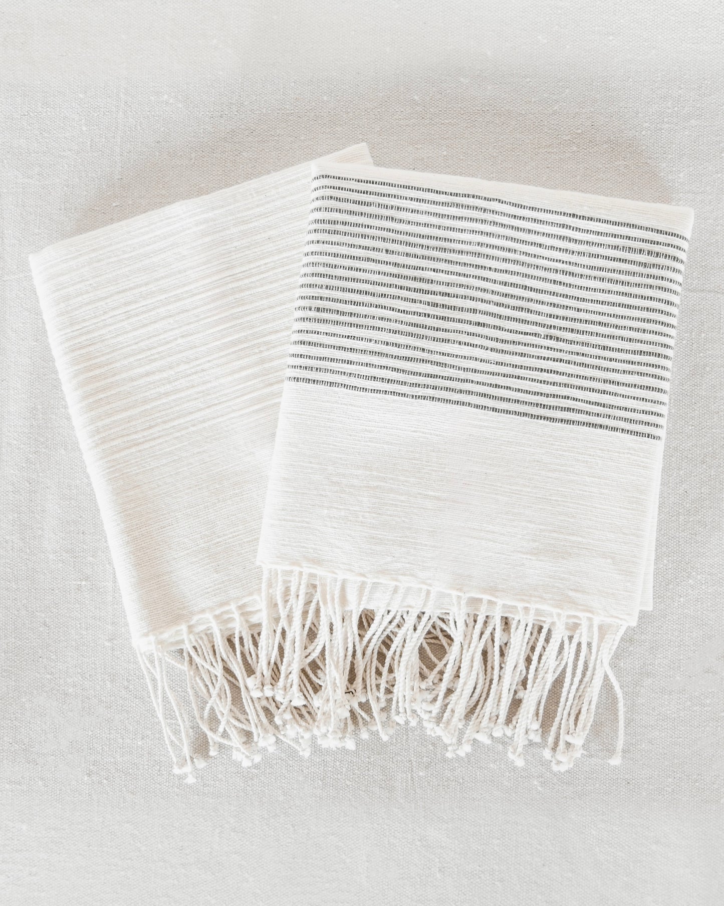 Stripe Cotton Hand Towel - Cream